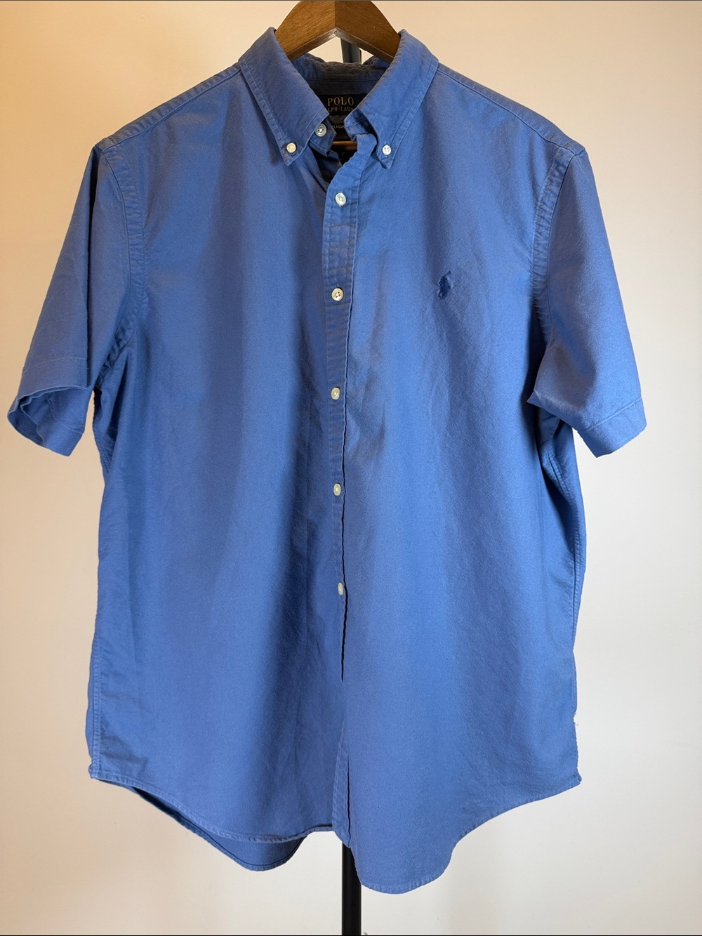Polo Ralph Lauren Men's Short Sleeve Button Down Oxford Shirt Blue | Size L